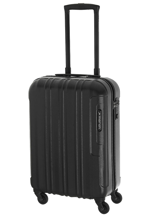 Малый чемодан из пластика 4-х колесный 41 л March Cosmopolitan, черный металлик