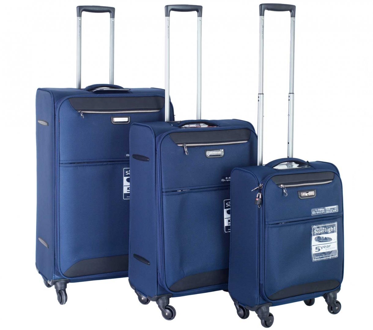 Комплект тканевых 4-х колесных чемоданов (S/M/XL) March Flybird, синий