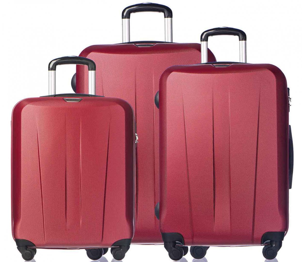 Комплект чемоданов из пластика на 4-х колесах PUCCINI PARIS красный