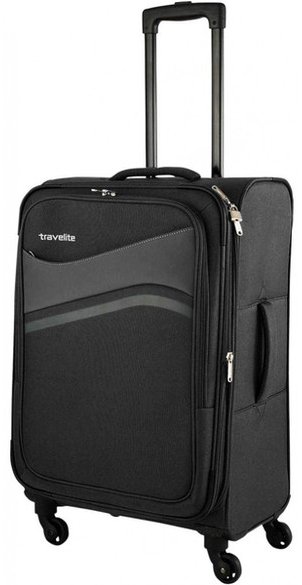 Средний тканевый чемодан 66/76 л Travelite Wave, черный