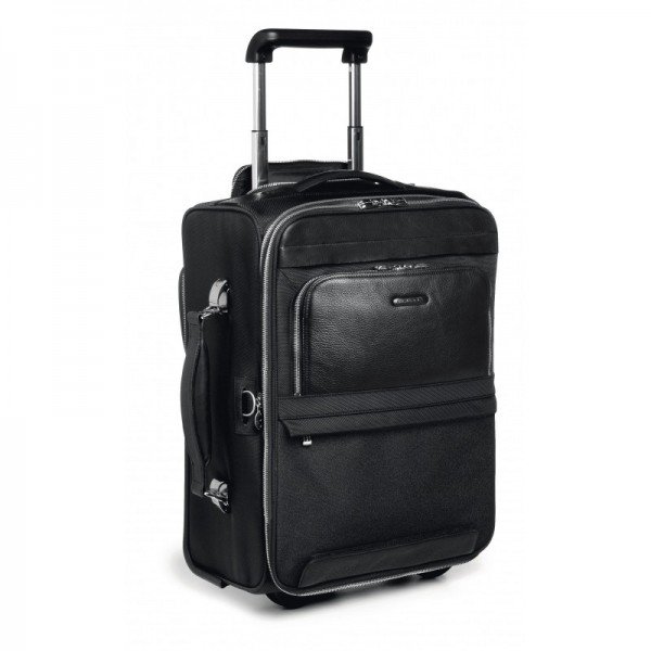 Piquadro Modus 35 л чемодан из натуральной кожи на 2-х колесах черный