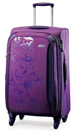 Средний женский чемодан 4-х колесный 68/78 л. CARLTON Diva II черный, фиолетовый