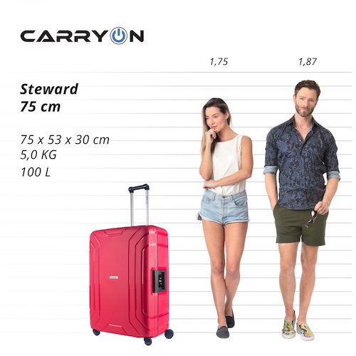 Большой чемодан CarryOn Steward 930043 красный